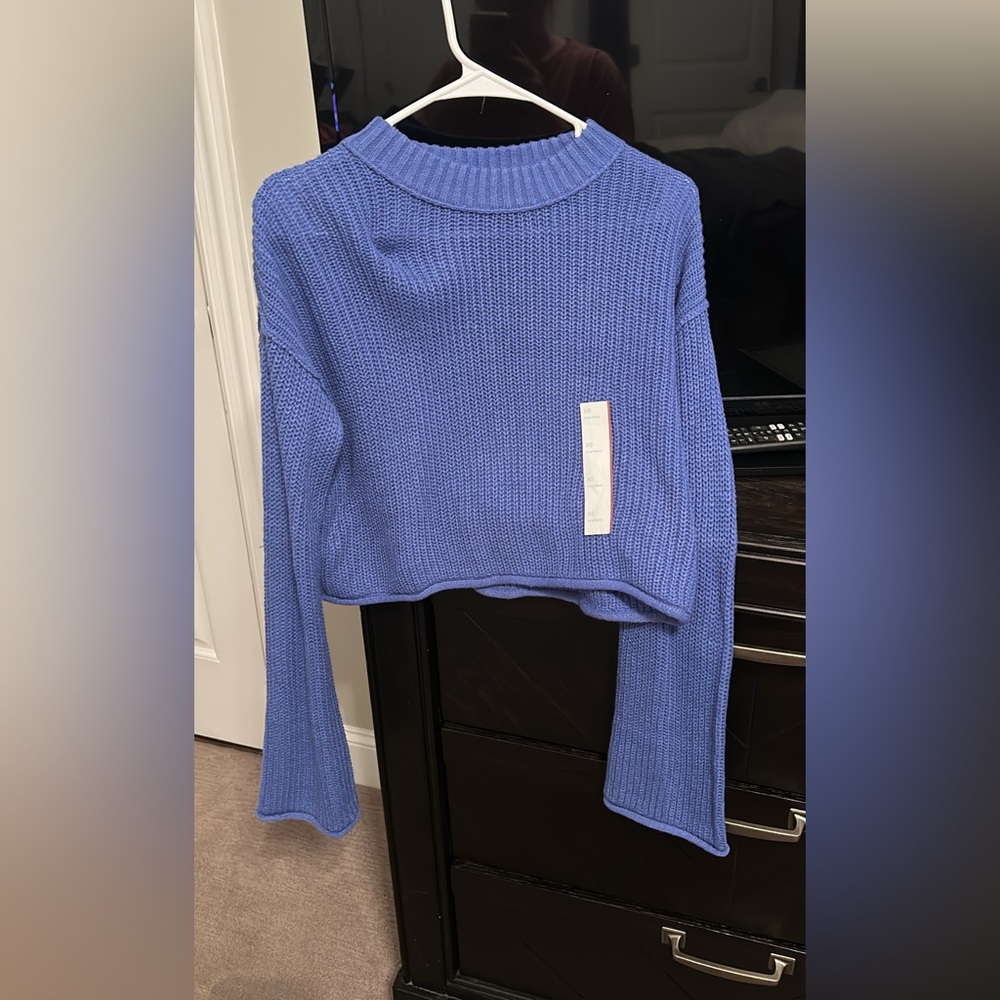 Blue Knit Cropped Sweater NWT Target